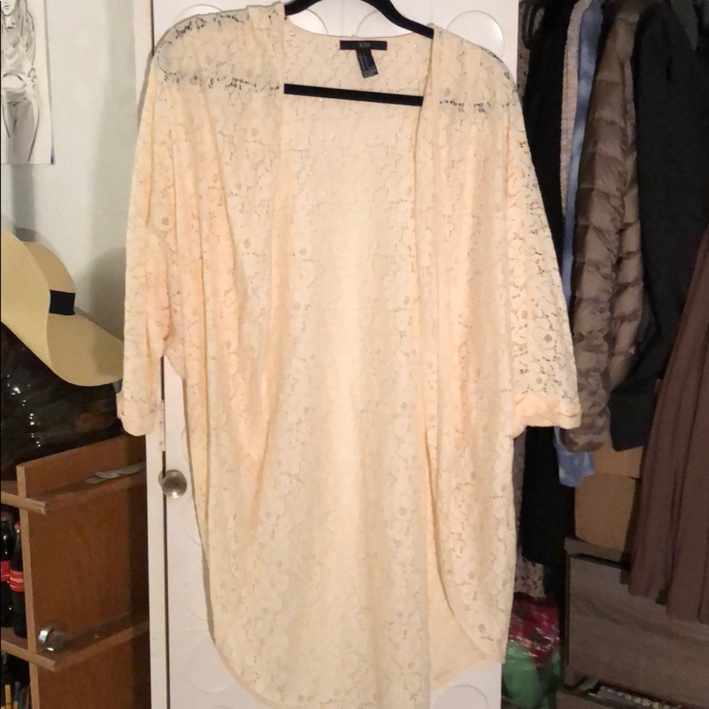 F21 cream lacey cover up